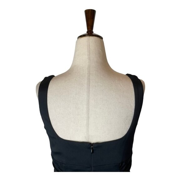 Betsy & Adam Black Sleeveless Square Neck Ruched Waist Ruffled Hem Dress 6 - Picture 5 of 10